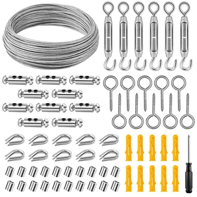 Imagen del producto de Cable de acero de 2 mm de diámetro, 35 metros de longitud, fabricado en acero inoxidable 304, ideal para plantas y lámparas