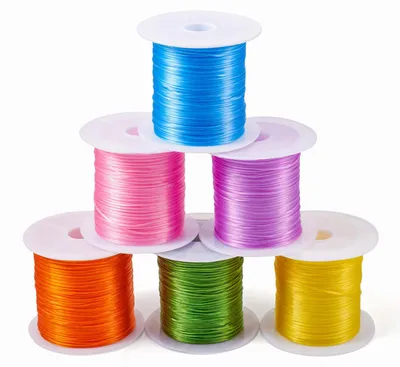 Produktbild von Elastische Kristallschnur - 6 Rollen für Schmuckherstellung - 0,7 mm Stärke - Bunt