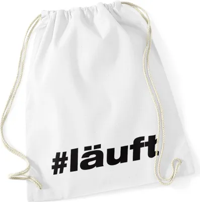 Produktbild von Turnbeutel #läuft Hashtag Hipster Beutel Tasche Baumwolle Gymbag Autiga®