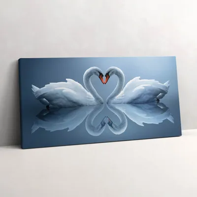 Produktbild von Schwäne im Zeichen der Liebe arrangiert – Leinwandbild Wandbild – 120x60 cm – Leinwandbilder – Wandbilder – Schlafzimmer – Flur