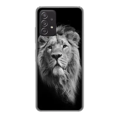 Produktbild von MuchoWow® Handyhülle Schutzhülle Hülle für Samsung galaxy a73 Asiatischer Löwe vor schwarzem Hintergrund in Schwarz und Weiß Silikon Softcase Handy Hülle - Handyhülle
