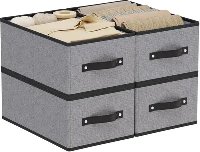 Produktbild von Aufbewahrungsboxen 41×25×16.5 cm, 4 Stück, groß, Stoffboxen, grau, für Aufbewahrung