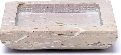 Produktbild von Tablett/Kerzensockel, quadratisch, Beige, Speckstein – Packung mit 2 Stück – 9 x 9 cm