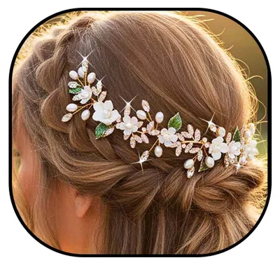 Immagine prodotto di Fiori per capelli da sposa con fiori dorati - Accessorio elegante per capelli da donna