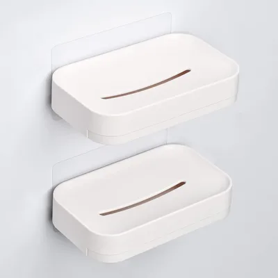 Produktbild von Famanu Seifenhalter 2er Set - Selbstklebend, U-förmig, Weiß