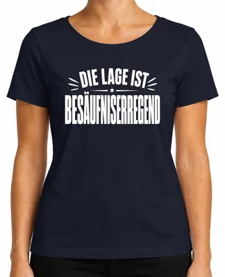Immagine prodotto di Maglietta da donna, taglia L, colore blu navy, con scritta divertente a tema feste e sarcasmo