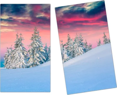 Produktbild von Spritzschutz Herdabdeckplatte Schneidebrett aus Glas Abenddämmerung Winter 2-Teilig (60x52cm)