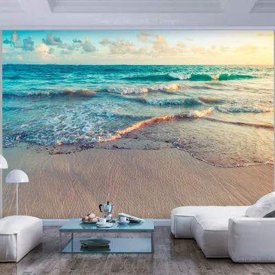 Produktbild von Fototapete selbstklebend Strand Meer 343x256 cm Tapete Wandtapete Wandbilder Klebefolie Dekofolie Tapetenfolie Wand Dekoration Wohnzimmer - Landschaft Natur c-B-0358-a-a