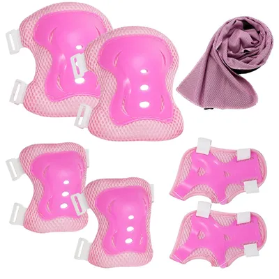 Immagine prodotto di Protezioni per bambini con cinture regolabili: protezioni per ginocchia, gomiti, polsi. Set di protezioni per bambini, adatte per skateboard e biciclette