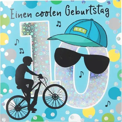 Produktbild von Depesche 11515-020 Zahlenkarte zum 10. Geburtstag mit Musik, veredelte Klappkarte mit originellem Innentext, inkl. Umschlag, Format 15,5 x 15,5 cm