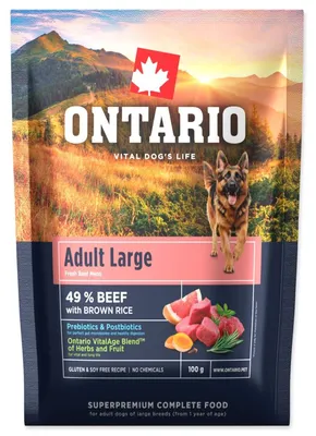 Imagen del producto de Vzorek Ontario, alimento para perros adultos, sabor a ternera y arroz integral, 0,1 kg