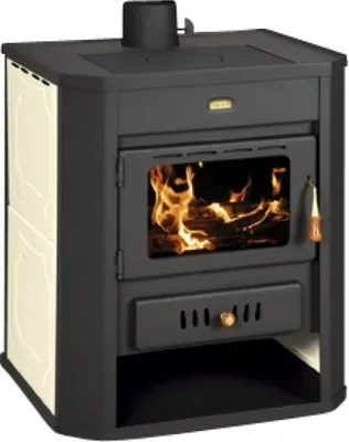 Produktbild von : Wasserführender Kaminofen Prity WD W15, weiß - 22kW + Herdplatte + BIMSCHV II