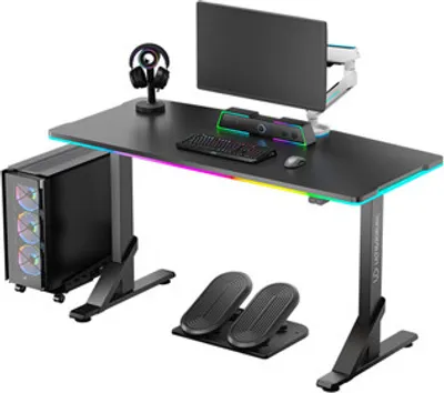 Obrázok produktu pre Herný stôl ULTRADESK IRON BLACK, 132,5x60,5 cm, 71-81 cm, mechanické nastavenie výšky