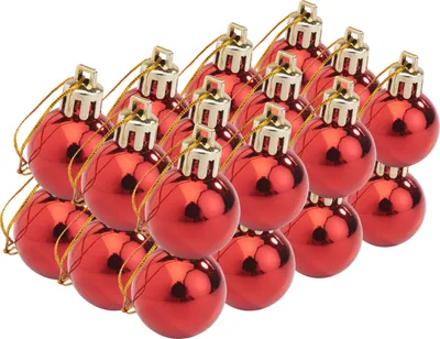 Produktbild von Weihnachtskugeln aus Kunststoff, 24 Stück, Ø 3 cm Rot-Glänzend