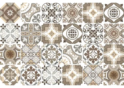 Image de Autocollants décoratifs pour meubles – 24 autocollants Leoneria imitant des carreaux de ciment – 24 autocollants de 20 x 20 cm