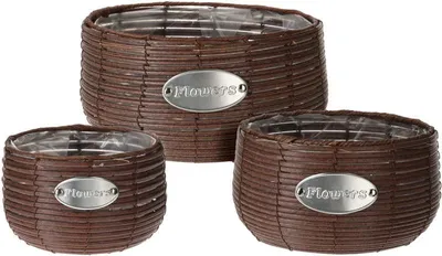 Produktbild von ProGarden KO-430001150 Květináč proutěný sada 3 ks FLOWERS GARDEN 29 / 25 / 19 cm hnědá