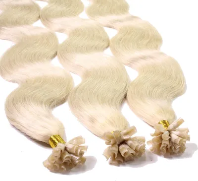 Produktbild von hair2heart Predĺženie ľudských vlasov Vlnité - 25 prameňov 0,5g 50cm 10/0 svetlá blond