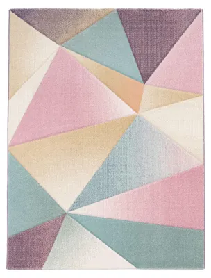 Produktbild von TT Home Moderner Teppich Wohnzimmer Teppiche Trapez Muster Pastell Farben Multicolor Größe 60x100 cm