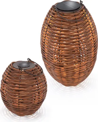 Produktbild von esotec Solar Rattanleuchte Victoria 2er Set USB, CCT Funktion, Polyrattan 102280