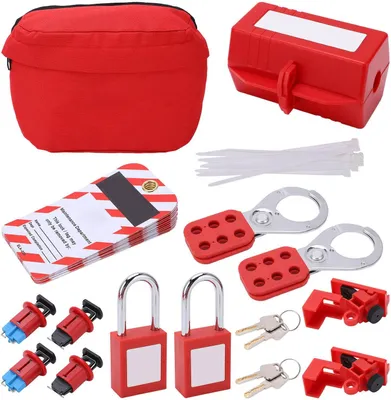 Produktbild von Sicherungs-Tagout-Set für elektrische Leistungsschalter, Sicherheits-LOTO-Tags für Vorhängeschlösser, Haspen-Set für Industrie, Chemie, Elektrizität, Erdöl und Kohleminen
