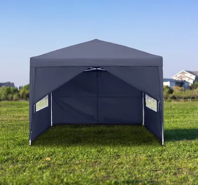 Obrázek produktu pro LZQ 3x3m skládací altán altán skládací se 4 bočními stěnami, zahradní altán zahradní stan, vodotěsný, UV ochrana, párty stan, včetně tašky, tmavě šedý