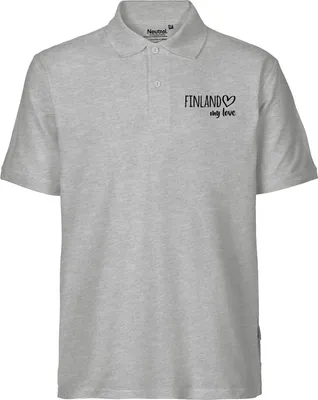 Produktbild von Huuraa Herren Polo Shirt Finland my love 3XL Sport Grey Bio Baumwolle Fairtrade Poloshirt Geschenkidee