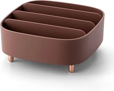 Image de Organisateur de cosmétiques Unyqoos® en ABS résistant, avec 3 compartiments amovibles – 20 x 20 x 8,6 cm, idéal pour ranger les rouges à lèvres et les vernis à ongles