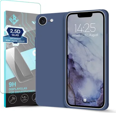 Produktbild von Hülle für Apple iPhone 16e mit 9H Displayglas Displayschutz Plus Case Cover Bumper Silikon Softgrip Schutzhülle Farbe: Lavendelblau