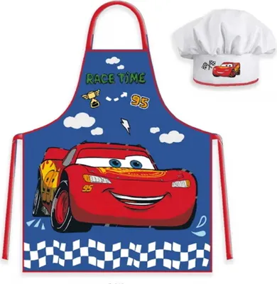 Produktbild von Disney Cars Küchenschürze mit Mütze für Kinder – Schutz beim Kochen und Basteln