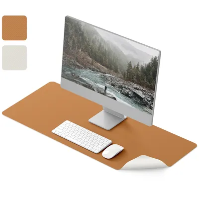 Zdjęcie produktu dla Podkładka na biurko - Podkładka pod mysz XXL - 90 x 40 cm - dwustronna - brązowo-szara