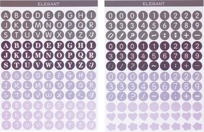 Produktbild von Oblique Unique 216 Buchstaben Zahlen Aufkleber Zeichen Symbole Sticker + Herzen Blumen für Einschulung uvm. - lila