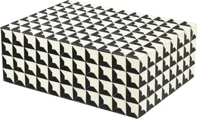 Produktbild von Casa Padrino Designer Schmuckkasten mit Deckel Schwarz / Weiß 28 x 21 x H. 10 cm - Schmuckschatulle - Aufbewahrungsbox - Luxus Qualität