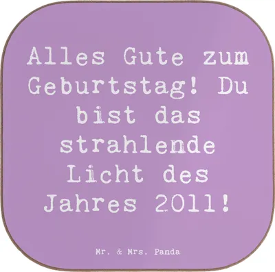 Produktbild von Mr. & Mrs. Panda Untersetzer für Gläser Spruch 2011 Geburtstag - Lavendeltraum - Geschenk, weinglasuntersetzer, Getränkeuntersetzer, Tischuntersetzer, Geburtstagsgeschenk