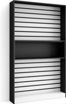 Produktbild von Bücherregal Bibliothek, 110x25x186cm, Wohnzimmer, Esszimmer, Büro, Aufbewahrungsregal, Weiß und Schwarz