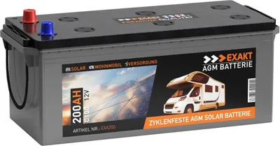 Produktbild von EXAKT AGM Batterie 200Ah 12V statt 180Ah 170Ah Solarbatterie Wohnmobil Batterie