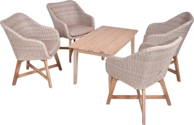 Produktbild von Garten-Sitzgruppe VIENNA 5-tlg. - Akazie, Braun | Gartenmöbel-Set Gartengarnitur Garten-Essgruppe mit Stühlen/Sesseln und Esstisch