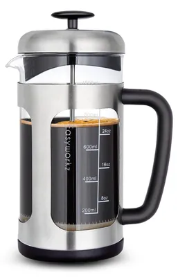 Produktbild von Edelstahl-French-Press-Kaffeebereiter, 1000 ml, mit hitzebeständigem Borosilikatglas