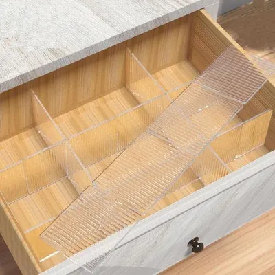 Produktbild von 8-teilig - Antriebsverteiler - Verstellbare Antriebsverteiler mit Gitter - Kunststoff Schubladenverteiler - Ideal für die Organisation von Unterwäsche, Socken, Riemen, Bürobedarf - Transparent weiß