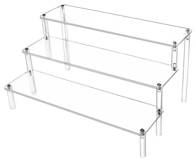 Produktbild von 3-stufig Acryl Display Ständer, Transparente Acryl Display Riser Regal für Figuren, Schmuck, Cupcake, Lippenstift, Nagellack, Gewürze, 30x21x15cm