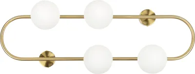Produktbild von BELIANI Wandleuchte Gold Metall mit Weißen Glasschirmen Kugelförmig 4-Flammig Modern Wandbeleuchtung Wohnzimmer Schlafzimmer Flur Diele