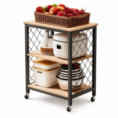 Immagine prodotto di Mobile su ruote marrone chiaro – carrello da cucina