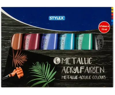 Produktbild von Stylex 28628 Acrylfarbe Metallic 6er-Set in Tube à 75 ml
