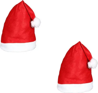 Produktbild von Santa Magix Weihnachtsmütze Set – Einfache rote Filz Weihnachtsmützen mit weißem Bommel – Günstige Giveaway Nikolausmützen für Events, Firmen, Schulen & Weihnachtsfeiern Menge wählen: 2
