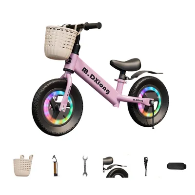 Produktbild von Laufrad Kinderfahrrad, 12 Zoll, verstellbarer Sattel und Lenker, ergonomische, Gleichgewicht lernen, ohne Pedale, leichter Rahmen, 2–6 Jahre, rosa