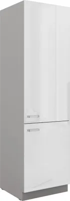 Produktbild von Küchen Hochschrank 60 Bianca Weiß Hochglanz + Grau Küchenzeile Küchenblock