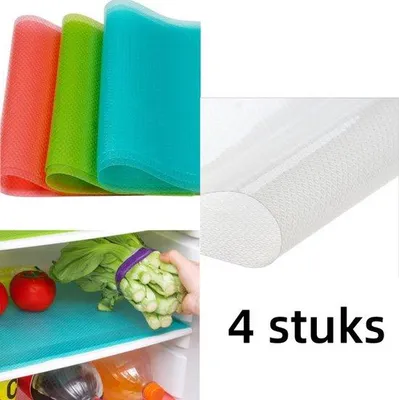 Produktbild von Kühlschrankmatten 4er Set - Waschbare Ladematten für Kühlschrank - 4 Farben - 45 x 30 cm