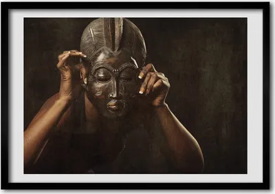 Produktbild von Bild - Bilder - Bilderrahmen - 70 cm x 50 cm - MDF-Rahmen, Wandkunst afrikanische Maske