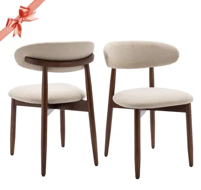 Produktbild von COLAMY 2er Set Küchen- und Esszimmerstühle, elegant und robust, skandinavisch-minimalistisches Design, Beige
