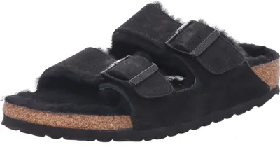 Produktbild von Birkenstock Arizona Lammfell Wildleder Schwarz Schmales Fußbett - 752663