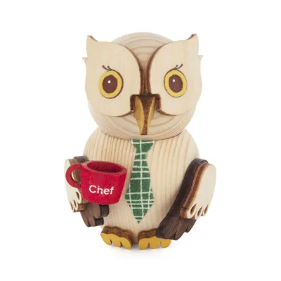 Produktbild von Drechslerei Kuhnert Erzgebirge Mini Eule 7 cm, Motiv:Chef
